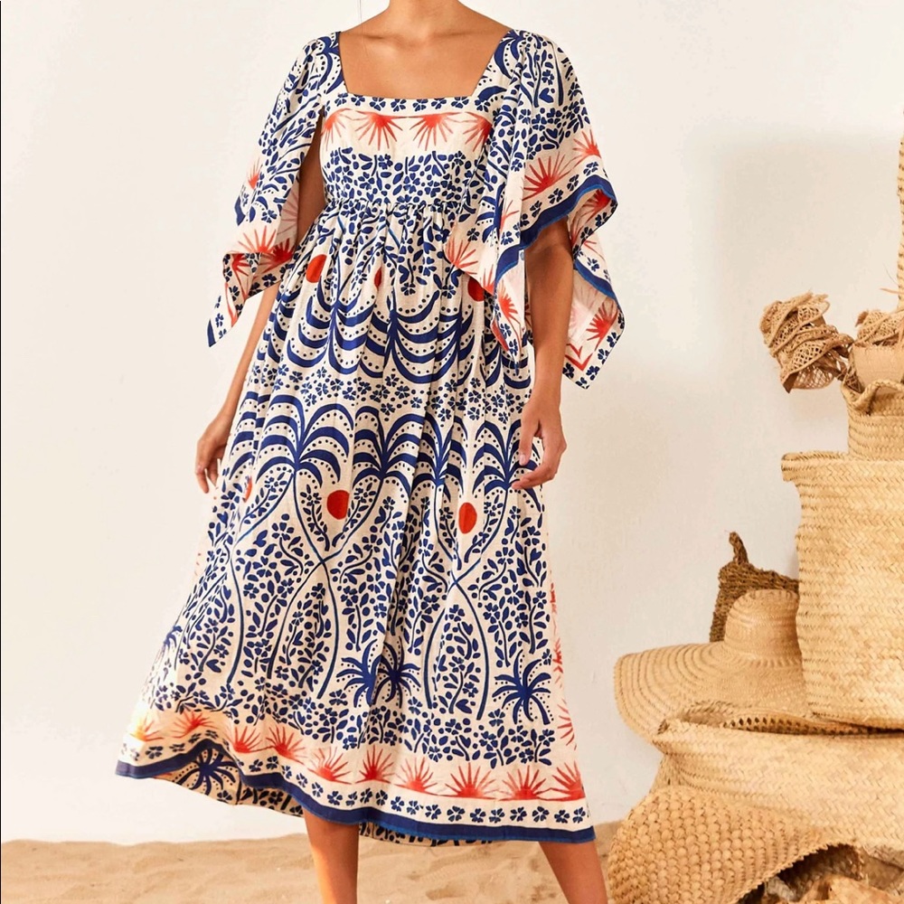 Farm Rio Squareneck Midi Dress